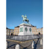 The statue of a man on a horse at Amalienborg castle in Copenhagen