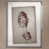 An image of an evidence folder containing a bloody shoe print
